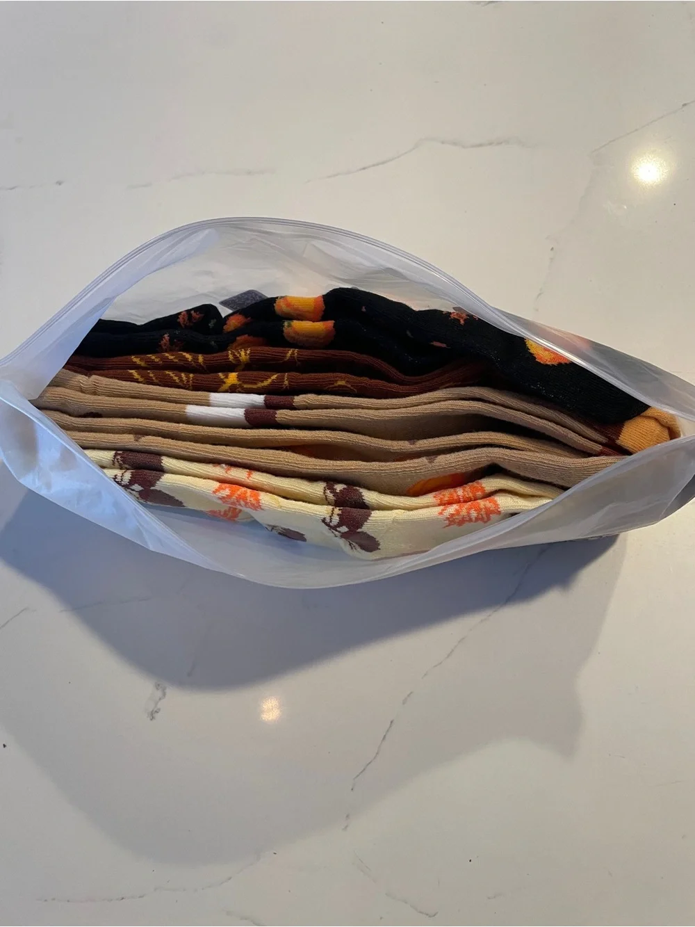 Autumn Pumpkin & Thanksgiving Crew Socks - Pack of 5 - Tan, Brown, Black, Cream